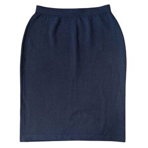 St John Basics Classic Santana Knit Elastic Band Waist Pencil Skirt Black EUC